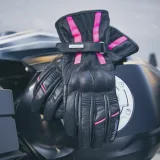 Dámske kožené moto rukavice W-TEC Pocahonta Farba čierno-ružová, · záber 3