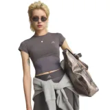 Dámské tréninkové tričko s krátkým rukávem ADIDAS HYG SHN BABY T GRESTR TAUOXI GREY STRATA TAUPE OXIDE · záber 1