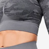 DOMYOS Dámske crop top tričko s dlhými rukávmi sivé XL · záber 2