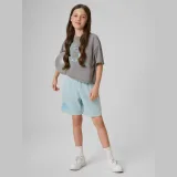 Dívčí loose crop top tričko s potiskem - šedé · záber 2