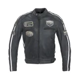 Pánska kožená moto bunda W-TEC Dark Vintage Farba tmavo šedá, · záber 1