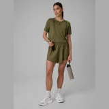 Crop top tréninkový slim rychleschnoucí dámský - olivový · záber 2