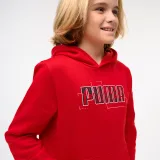 PUMA Detská mikina s kapucňou a potlačou červená 7-8 r (128 cm) · záber 2