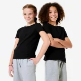DOMYOS Detské tričko základné čierne 7-8 r (123-130 cm) · záber 1