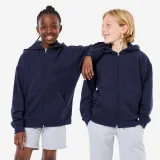 DECATHLON Unisex detská mikina na zips s kapucňou tmavomodrá 8-9 r (131-140 cm) · záber 1