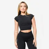 DOMYOS Dámsky fitness crop top čierny XS · záber 1