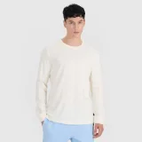 Pánské hladké tričko oversize s dlouhými rukávy - bílé · záber 1