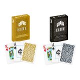 12 csomag PÓKER KÁRTYA 100% PLASZTIK, COPAG ELITE POKER JUMBO NAGY SZÁMMAL (6 DB ARANY + 6 DB FEKETE HÁTLAPPAL) · záber 1