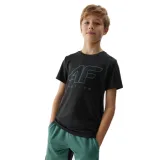 Chlapčenské tréningové tričko s krátkym rukávom 4F JUNIOR TSHIRT FNK-4FJWSS24TFTSM691-20S-DEEP BLACK · záber 1