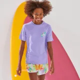 DECATHLON Detské tričko na surf s UV ochranou 100 Ibiscus fialové 14-15 r (161-172 cm) · záber 1