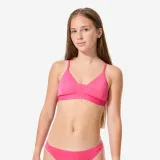 DECATHLON Vrchný diel dievčenských plaviek Lizy s prekríženými remienkami na surf ružový 12-13 r (149-159 cm) · záber 1