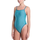 Női egyrészes fürdőruhák NIKE SWIM Ripple Texture BLEACHED TURQ · záber 1
