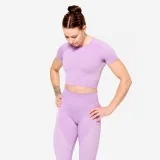 DOMYOS Dámske crop top tričko 900 na fitness bezšvové ružové XL · záber 1