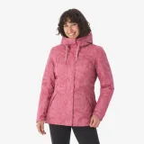 QUECHUA Dámska turistická bunda NH500 nepremokavá do -10°C ružová S · záber 1
