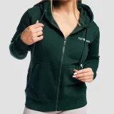GymBeam Dámská mikina Zipper Hoodie Pine - Velikost: XS | Barva: Zelená | Hmotnost: 0,545 kg | Balení: 25 · záber 2