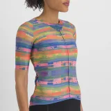 Női rövid ujjú kerékpáros mez SPORTFUL Glitch w bomber jersey, multicolor papaya · záber 4