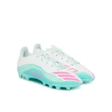 Chlapčenské futbalové kopačky outdoorové ADIDAS F50 Messi Club Jr FG MG cloud white lucid pink flash aqua · záber 2