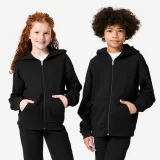 DECATHLON Detská voľná mikina na zips s kapucňou čierna 7-8 r (123-130 cm) · záber 1