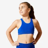 DOMYOS Dievčenská podprsenka 580 na gymnastiku modrá 14-15 r (160-166 cm) · záber 1