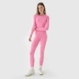 Dámské hladké tričko cropped s dlouhými rukávy - růžové · záber 2