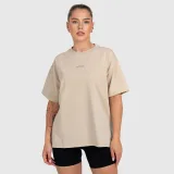 Női oversized póló Iron Aesthetics Fit club, washed beige · záber 2