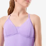 DECATHLON Dievčenské jednodielne plavky Caly Zuma s prekríženými ramienkami fialové 12-13 r (149-159 cm) · záber 2