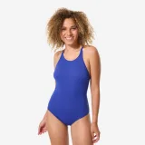 DECATHLON Dámske jednodielne plavky Lila High s vysokým výstrihom modré M · záber 1