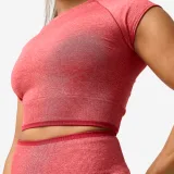 DOMYOS Dámsky fitness crop top červeno-ružový XS · záber 2