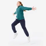 DECATHLON Voľná mikina na zips s kapucňou unisex tmavozelená 10-11 r (141-150 cm) · záber 2