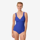 DECATHLON Dámske jednodielne gaufrované plavky Rosy modré M · záber 1