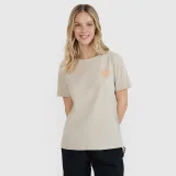 Dámské tričko oversize s potiskem - béžové · záber 1