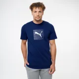 PUMA Pánske bavlnené tričko s krátkym rukávom – tmavomodré S · záber 1