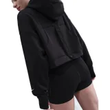 Dámska tréningová mikina s kapucňou NIKE PRO W NP TF FLC HOODIE GG GRX BLACK WHITE · záber 2