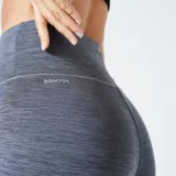 DOMYOS Dámske legíny s vysokým pásom na kardio fitnes sivé melírované XS (W26 L30) · záber 2
