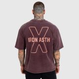 Férfi póló Iron Aesthetics X Washed, burgundy · záber 4