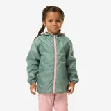 QUECHUA Detská nepremokavá turistická bunda MH100 kaki 2-3 r (89-95 cm) · záber 1