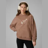 Dámská loose tepláková mikina s kapucí - béžová · záber 1