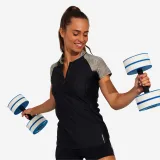 DECATHLON Dámske tričko na cvičenie vo vode Lia čierna-kaki XL · záber 1
