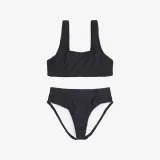 DECATHLON Dievčenské dvojdielne plavky 500 Lao miami čierne 8-9 r (131-140 cm) · záber 2