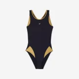 DECATHLON Dámske jednodielne plavky Laia čierno-zlaté XL · záber 2