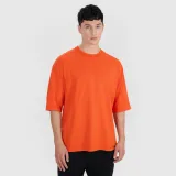Pánské hladké tričko oversize - oranžové · záber 1