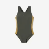 DECATHLON Dámske jednodielne plavky Kelly kaki zlaté M-L · záber 2