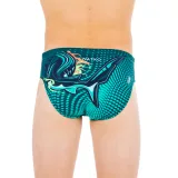 DECATHLON Chlapčenské slipové plavky na vodné pólo 500 Shark so vzorom 8-9 r (131-140 cm) · záber 2
