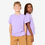 DOMYOS Detské bavlnené tričko unisex na cvičenie bledofialové 12-13 r (151-160 cm) · záber 1