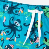 DECATHLON Detské plážové šortky 100 Fun tyrkysové 4-5 r (103-112 cm) · záber 2