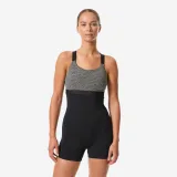 DECATHLON Dámske jednodielne šortkové plavky Elea Sono na aquafitness čierno-béžové XL-2XL · záber 1