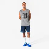 KIPSTA Obojstranné basketbalové šortky SHORT 500 modré/sivé L · záber 2