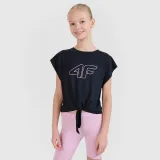 Dívčí tréninkové tričko s krátkým rukávem 4F JUNIOR TSHIRT FNK F1184-20S-DEEP BLACK · záber 1