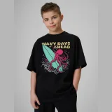 T-shirt loose s potiskem chlapecký - černý · záber 1