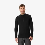 FORCLAZ Pánske tričko Merino Resist dlhý rukáv golier na zips čierne M · záber 1